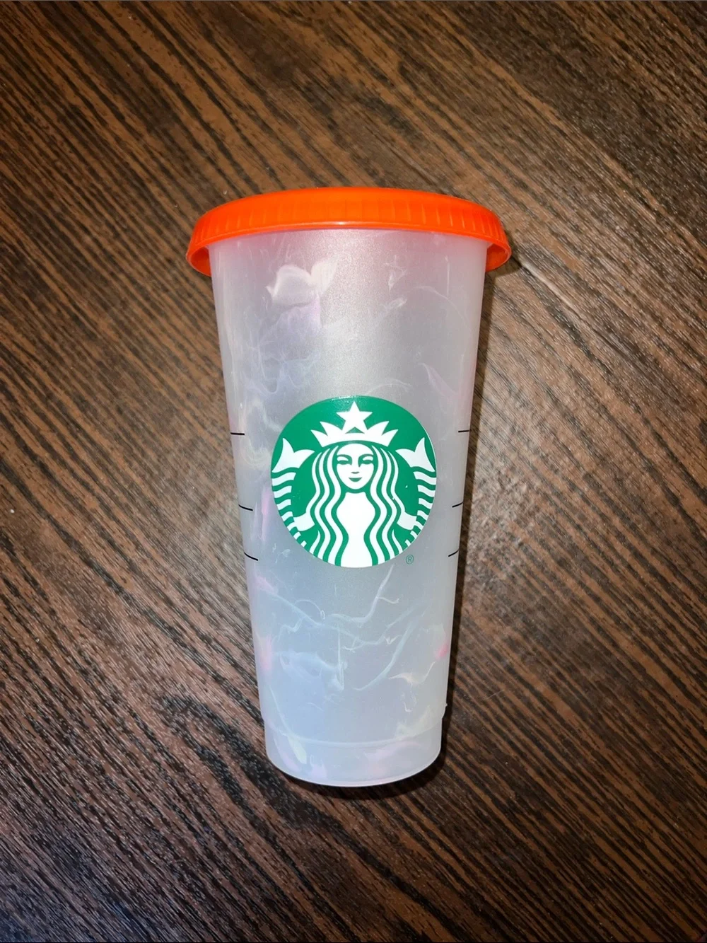 Starbucks Translucent Marble Cold Color Changing Cup with Pink Lid